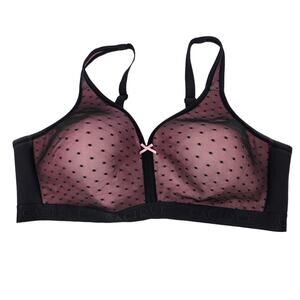 Cacique Sheer Polka Dot Wireless Lightly Lined Sexy Elastic Bra Size 46C